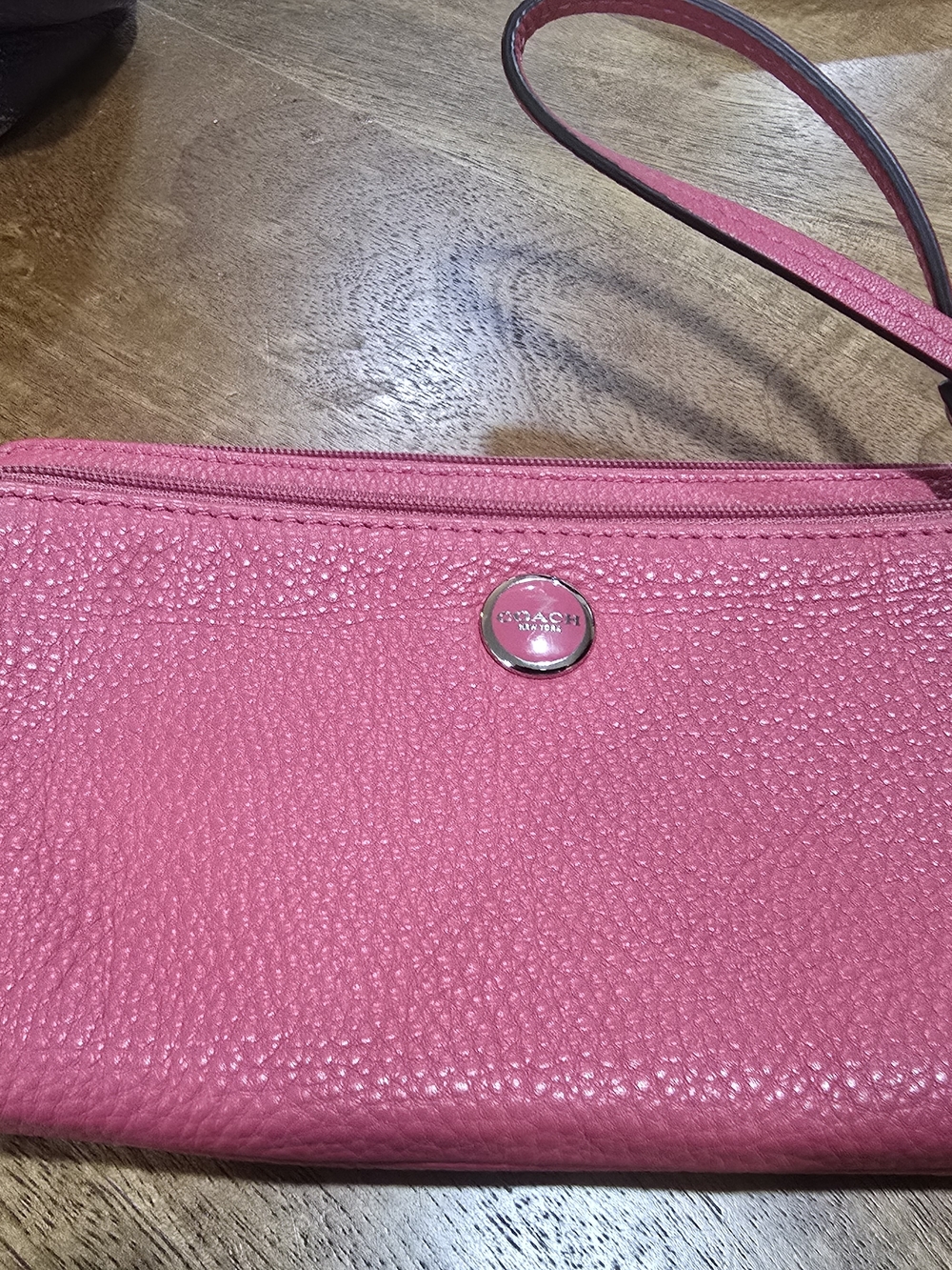 Coach Pink Pebbled Leather Wristlet - Coach